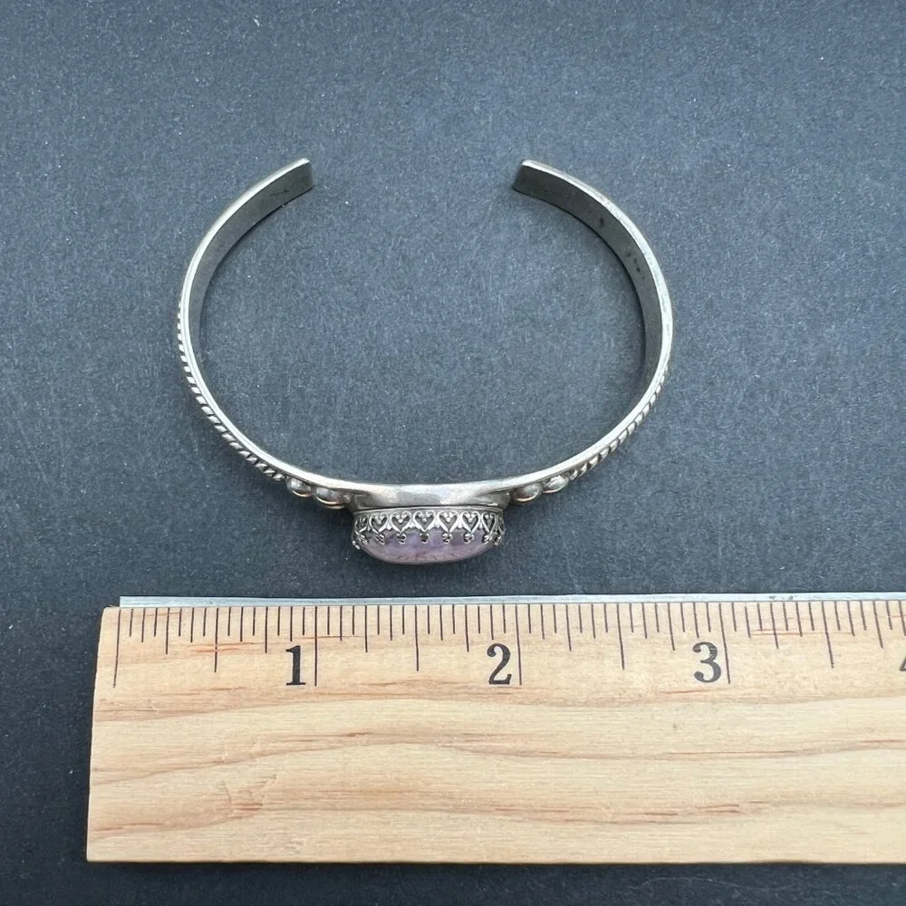 Relios Carolyn Pollack Amethyst Sterling Cuff Bracelet‎ Bezel Set Southwestern - Picture 2 of 10